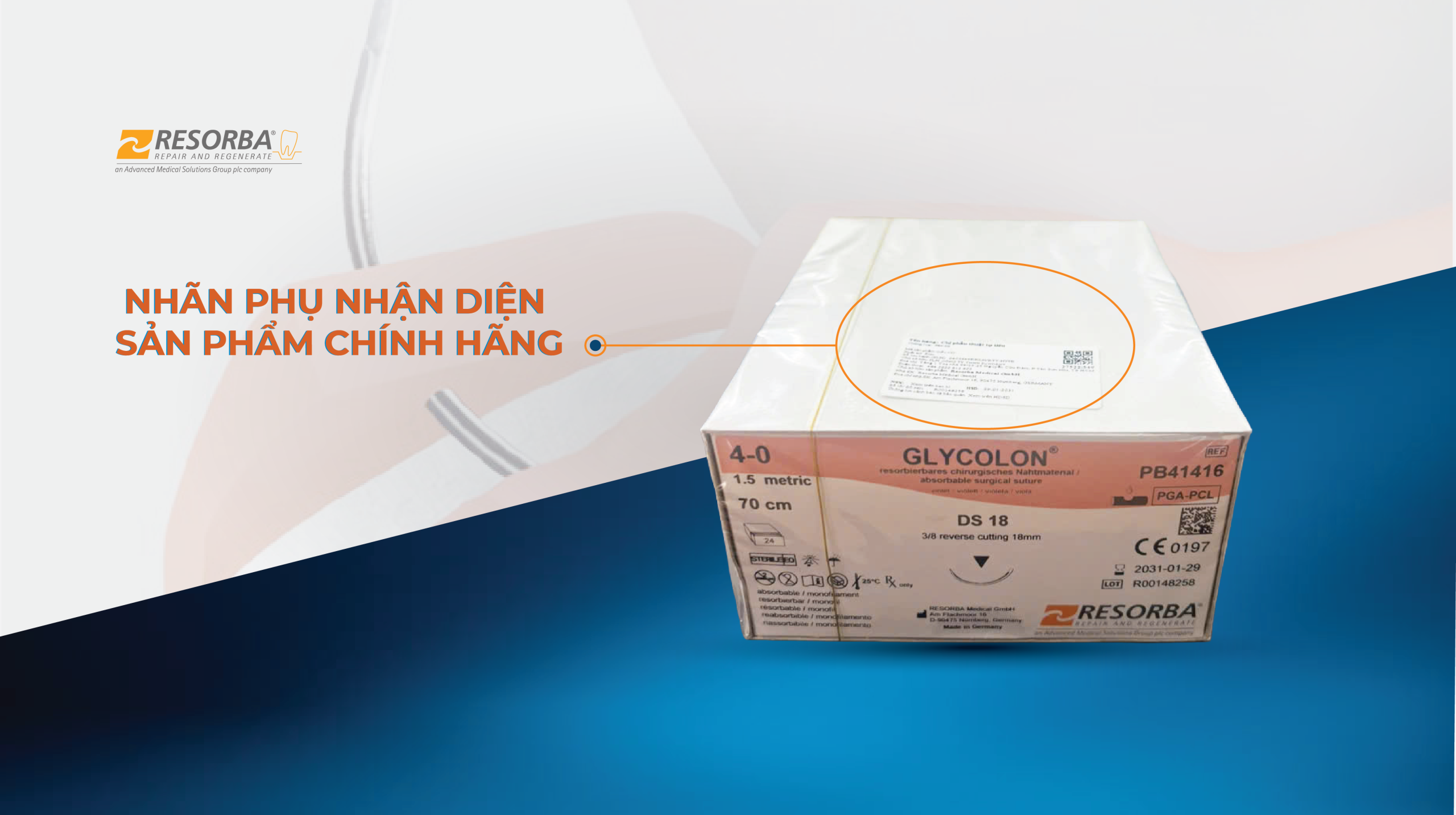 THÔNG BÁO VỀ NHÃN PHỤ NHẬN DIỆN SẢN PHẨM CHỈ KHÂU NHA KHOA RESORBA CHÍNH HÃNG.